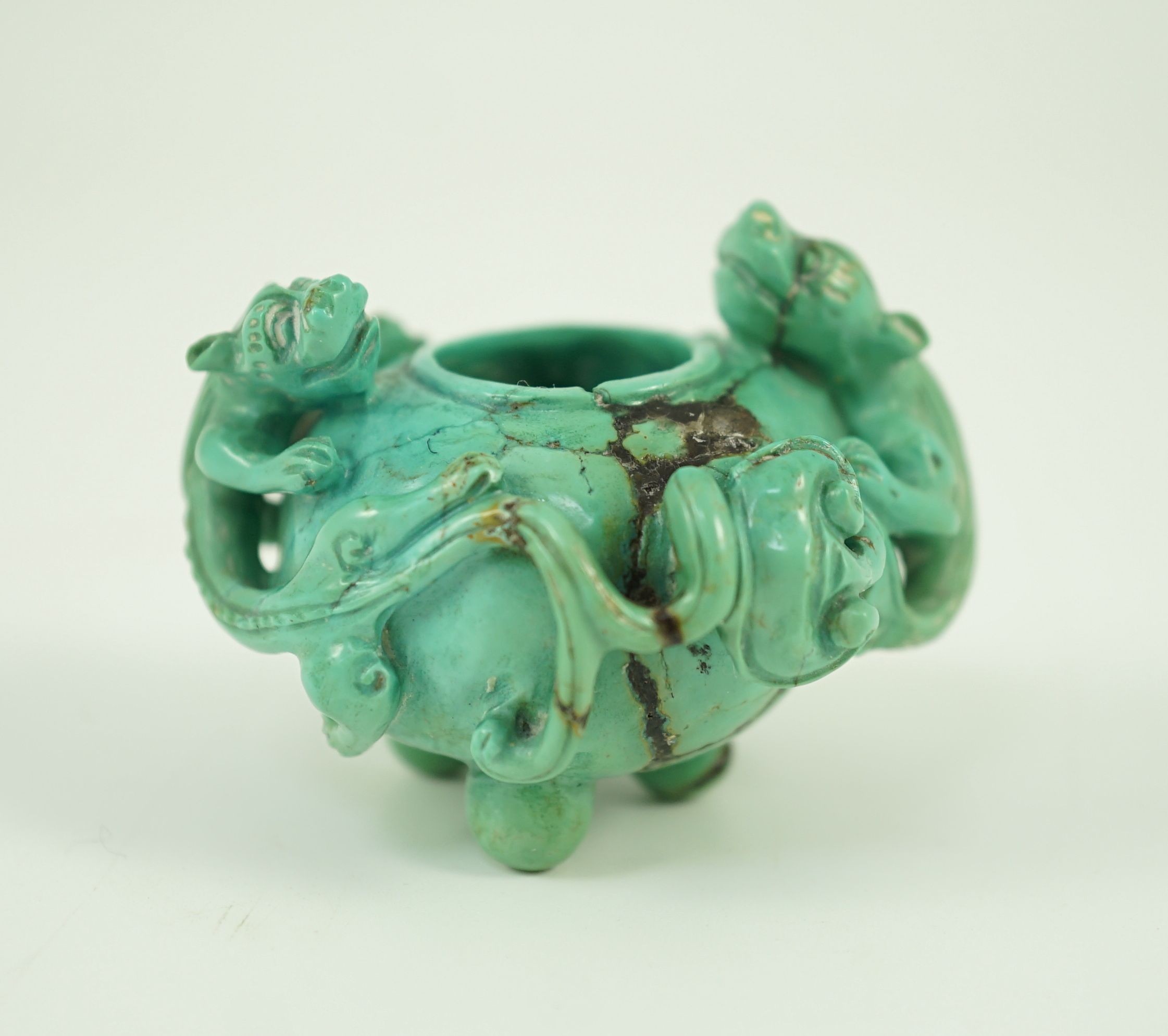 A small Chinese turquoise matrix waterpot, 18th/19th century 5.3 cm wide